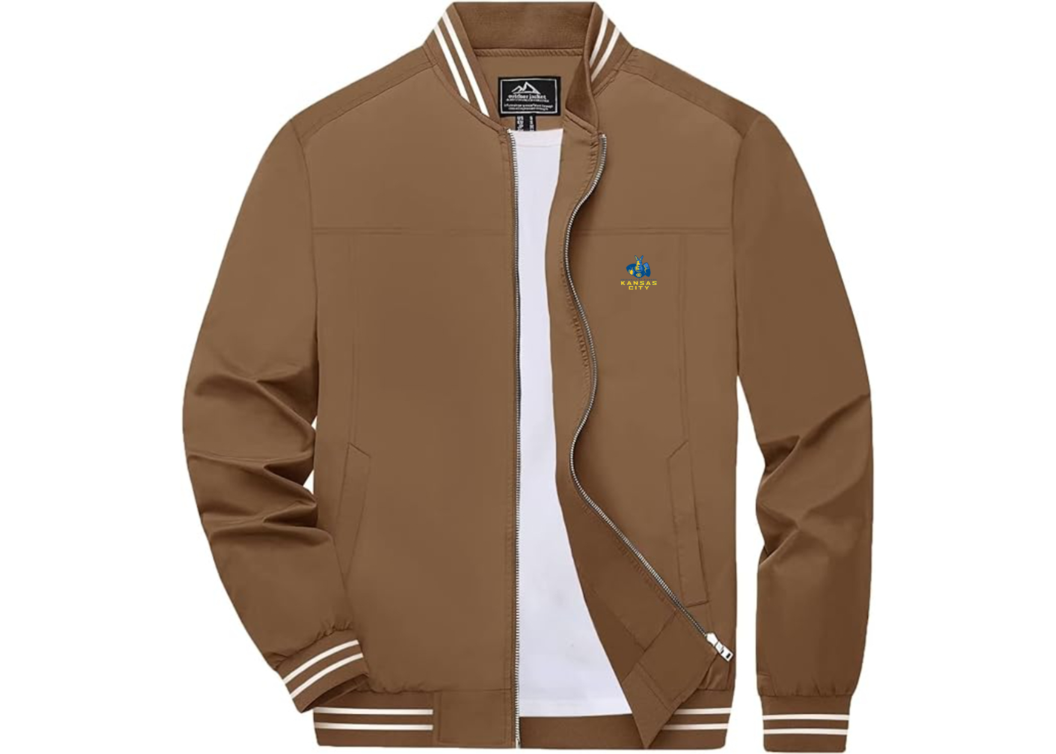 Men's UMKC Kangaroos Lightweight Zip-Up Bomber Jacket Ribbed Collar and Cuffs